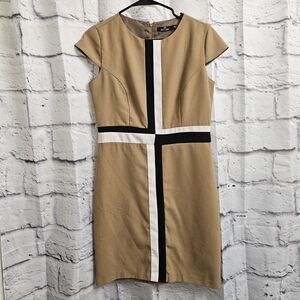 Chic Colorblock Mini Dress in Tan and Black